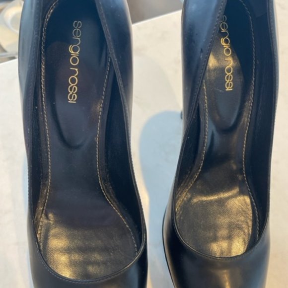 Sergio Rossi Vero Cuoio Peep toe Black Stilettos, New - Picture 6 of 10